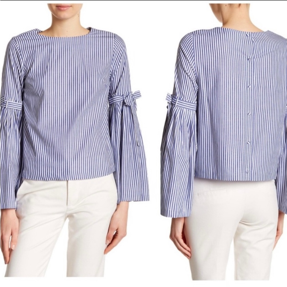 Catherine Malandrino Stripped Top w/ Bell Sleeves Size S
